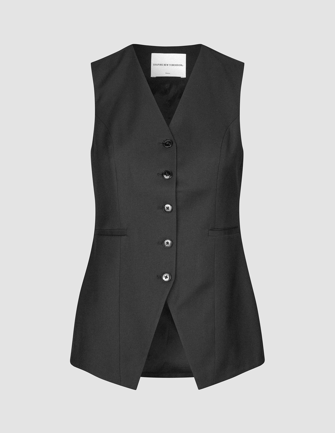 Skye Set Black Long Vest & Shorts